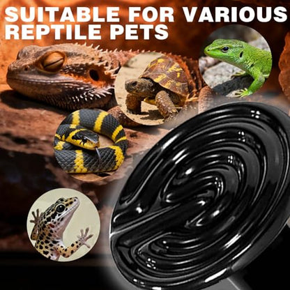 100W Ceramic Heat Emitter (2-Pack) - Reptile Heat Lamp Bulb, No Light Coil Emitter for Terrariums, Brooders & Chicken Coops - E26 Base for Bearded Dragon, Snake, Lizard, Turtle