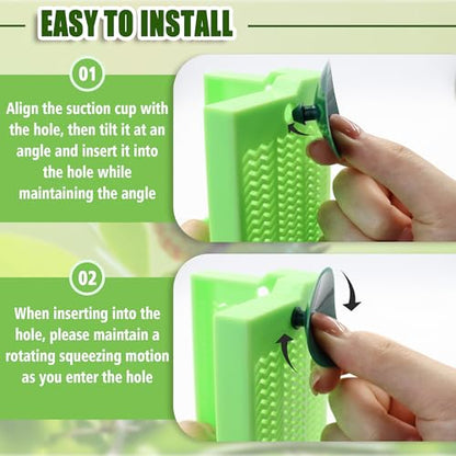 Chameleon Feeder with Suction Cups, Green Bearded Dragon Food Bowl, Wall Mount Insect Feeding Box for Reptile, Corner Hunting Bowl for Frogs Geckos, Tank Accessories (Green)
