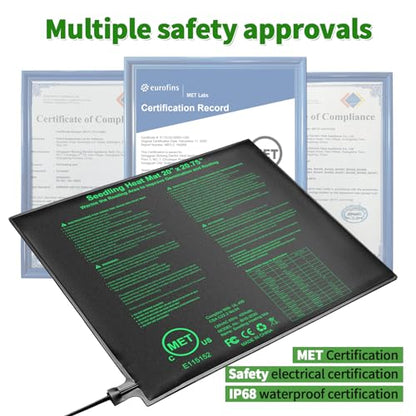 Seedling Heat Mat 20" x 20.75" Warm Hydroponic Plant for Indoor Gardening Germination Starting, Waterproof Durable - size: 20'' x 20.75''