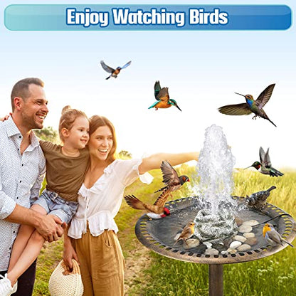 Bird Bath Fountain, Bird Bath Water Fountains with 7W Water Pump, Gray Moss Resin Granite Water Fountain Rock Waterfall for Birdbath, Bird Feeder - style: Gray Rock