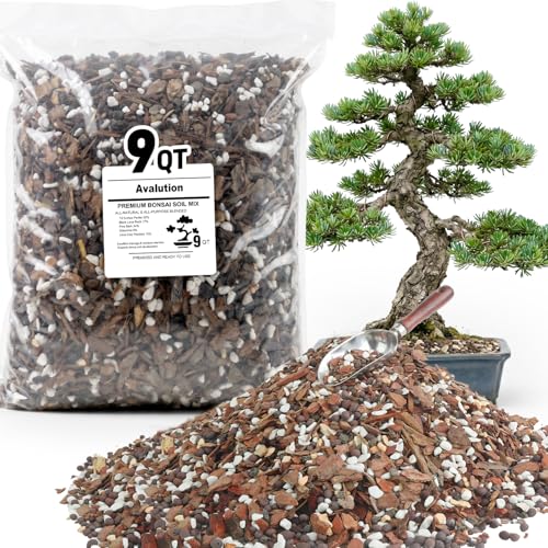 Avalution Bonsai Soil 9QT,Organic Bonsai Soil Mix Perlite,Lava Rock,Pine Bark,Clay Pebbles for Indoor Plants,Premium Fast Draining Pre Mixed Potting Soil for Bonsai Trees Repotting - color: Bonsai Soil, size: 9QT