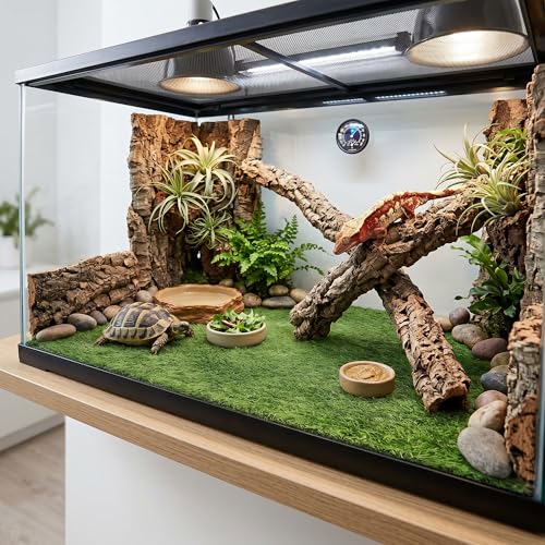 Reptile Carpet Substrate, Washable Absorbent Moss Mat Bedding Liner | Made of thick fiber for amphibian terrariums, this non-slip flooring holds moisture to keep tanks stable, sized 17.72x23.6in