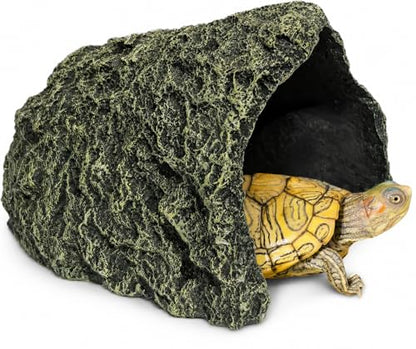 Oversize Resin Rock Reptiles Large Hideout Cave – Ideal for Turtles, Lizards, Bearded Dragons, Leopard Geckos, Snakes, Amphibians,Small Pets and Fish – Perfect for Aquarium and Terrarium Habitat Decor