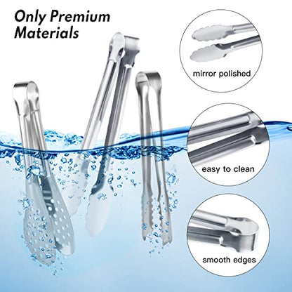 Serving Tongs,Buffet Tongs, Dmoera Stainless Steel Food Tong Serving Tong Small Serving Tongs Stainless Steel Mini Appetizer Tongs, Set of 12 - size: 5Inch