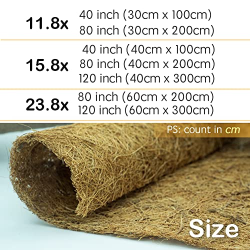 Coco Coir Liner, Yarrdfir 16x80 inch Natural Coconut Liners for planters Flower Basket, Natural Coconut Fiber mat, Garden Decoration, Animal pet pad, Reptile Carpet - size: 16x80