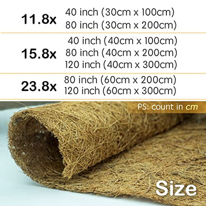 Coco Liner Roll, Yarrdfir 12x40 inch Natural Coconut Liners for Planter Flower Basket, Reptile Carpet, Natural Coconut Fiber mat, Garden Decoration, Animal pet pad - size: 1 Count (Pack of 1)