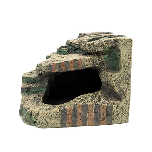 JIHAQUA Large Resin Reptile Tank Accessories Hideouts Cave Habitat Decor for Leopard Gecko Lizards Turtle