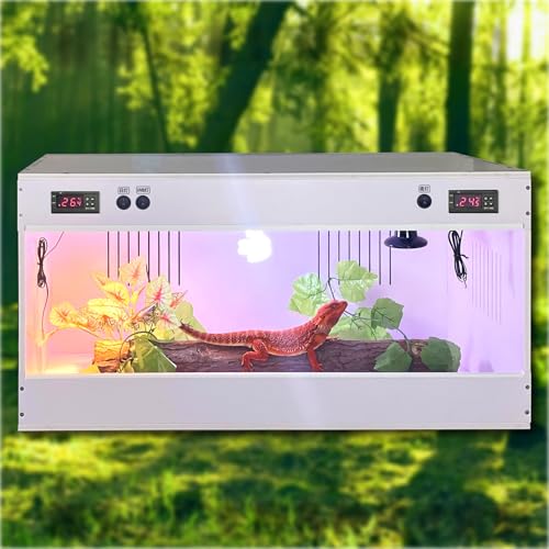 60 * 40CM Smart Dual Thermostat Reptile Terrarium, Acrylic Sliding Door Reptile Enclosure with Ceramic Lamp Socket for Heating Light Control, Ideal Breeding Habitat with Safe Heating System - size: 60*40*40CM / 23.6*15.7*15.7 IN