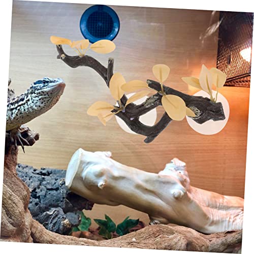 ibasenice Reptile Accessories Artificial Branch Suction Cup Resin Sculpture for Pet Lizard Tank Decor