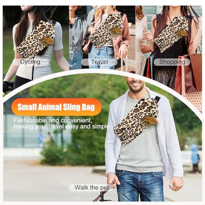Portable Bearded Dragon Backpack Carrier with Leash and Harness Set, Beardie Carrier, Lizard Adjustable Harness with Leather Wings and Sling Bag, Reptile Small Pet Travel Cage - color: Black