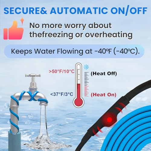 MAXKOSKO 24 Ft. 120 V Heating Cable for Pipe Freeze Protection, Self-Regulating Heat Tape for Water Pipes for Metal and Plastic Pipes, Energy-Saving Heat Trace Cable Keeps Water Flowing at -40 °F - color: 24-feet