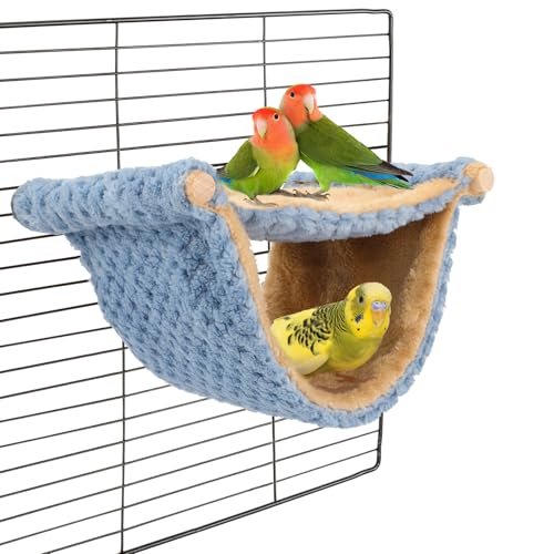 BWOGUE Winter Warm Bird Nest Bed Hanging Hammock Snuggle Hut Parrot House Tent Toy Bird Cage Perch for Parakeet Budgies Cockatiels Lovebird Cockatoo Finch Hamster Chinchilla Guinea Pig - color: Blue, size: Medium (9"x7.2")
