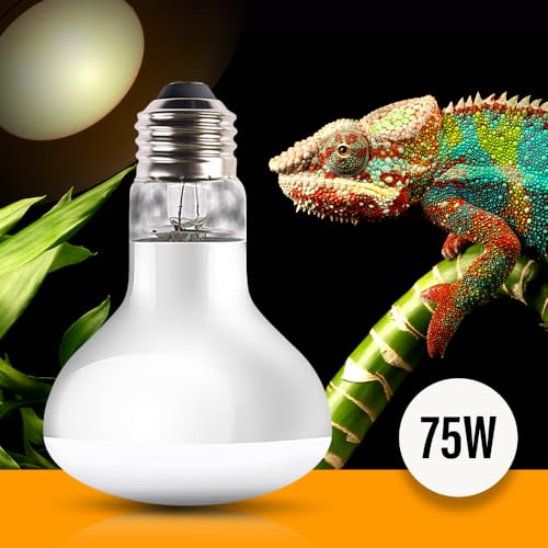XYZReptiles Reptile Heat Lamp – 75 W Heat Lamp Bulb for Reptiles, Amphibians Basking Heat Lamp Bulbs, UVA Daylight Basking Light for Reptiles, Snake, Tortoise, Lizard, Turtle