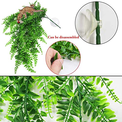 kathson Bearded Dragon Hammock Reptile Lounger Reptiles Plants Hanging Fake Vines Boston Climbing Terrarium Plant Lizard Tank Accessories Flexible Leaves Decor for Chameleon Gecko Snakes