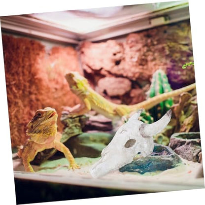 Turtle Habitat Decor Resin Bull Skull Snake Tank Accessories Hideout Cave Fish Aquarium