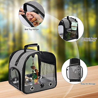 Bird Carrier Bag Bird Travel Cage with Stand, Small Bird Carrier for Parrot, Portable Bird Carrier Travel Bag, Pet Transparent Breathable Travel Cage - size: Medium