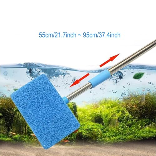 Fish Tank Cleaning Brush, Long Handle, 92cm, Algae Scrapers, Aquariums Cleaning Kit, Foldable Sponge, for Aquarium Betta Water Wall Turtle Reptile Terrarium Kitchen