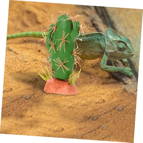 COLLBATH Faux Cactus Reptile Decor Plastic Resin Simulated Plant for Terrarium and Aquarium Safe Lizard Tank Accessory Vibrant Natural Look for Amphibian Habitat