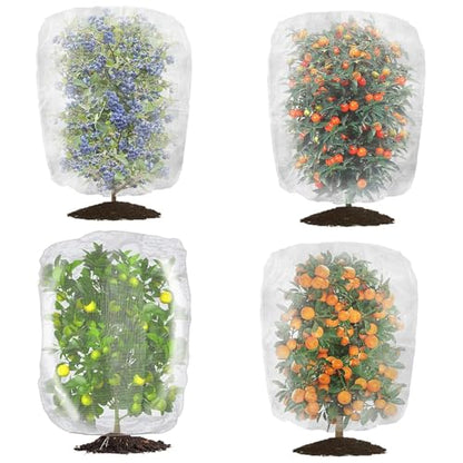 4 Pack Garden Neting Plant Insect Bird Barrier Mesh with Drawstring 3.5Ftx2.3Ft Mesh Plant Covers Freeze Protection Tomato Barrier Bag for Garden Flower Blueberry Vegetables Fruits Bird Eating - size: 3.5Ft x 2.3Ft