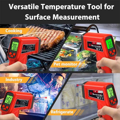 FKM Laser Thermometer Gun Non-Contact Infrared Temperature Gun,-58°F~986°F(-50°C~530°C) AdjustableEmissivity,Digital Thermometer Gun for Industrial,Kitchen Cooking,Oven,Automotive,HVAC,Not for Human - style: -58°F~986°F