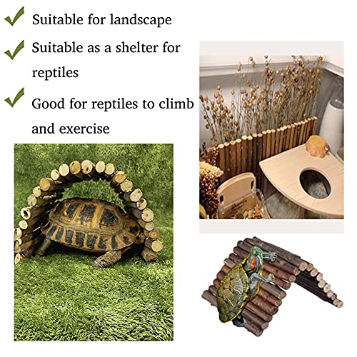 Hamiledyi 11.8 x 6.7 Inches Wooden Reptile Hideout Bearded Dragon Bendy Bridge Climbing Ladder Hiding Hut Reptiles Hide Cave Habitat Decor for Lizards Gecko Spiders Snakes Tortoise(Medium)
