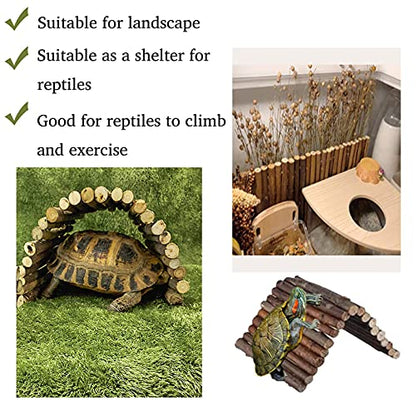 Hamiledyi 11.8 x 6.7 Inches Wooden Reptile Hideout Bearded Dragon Bendy Bridge Climbing Ladder Hiding Hut Reptiles Hide Cave Habitat Decor for Lizards Gecko Spiders Snakes Tortoise(Medium)