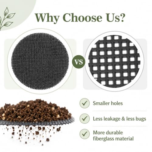 200 Pcs Plant Pots Hole Mesh Pad Round Potting Mat Flower Pot Bonsai | Mesh Bonsai, Bottom Grid Mat Screen Cover Pad, Substrate Barrier Meshes, for Plant Terrarium Potting Mats, Prevent Soil Loss