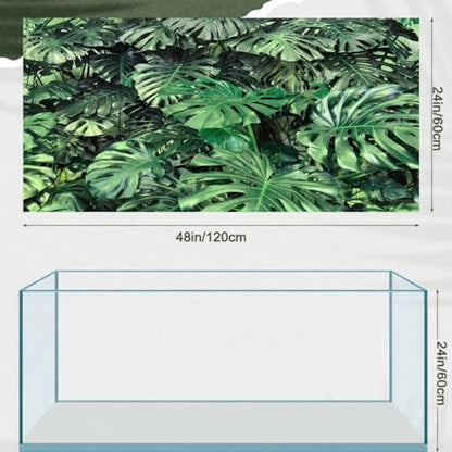 Breling 4 Pcs 48 x 24'' Reptile Tank Background 55/75/90/120 Gallon Polyester Tropical Rainforest Bearded Dragon Terrarium Background Decor for Crested Gecko, Python Regius, Tree Frogs, Chameleon - size: 48 x 24 inches