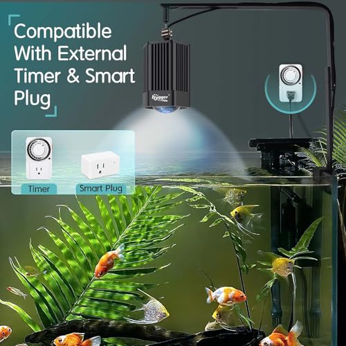 hygger 60W Aquarium Light Full Spectrum RGB COB LED Clip On Fish Tank Grow Light with Mounting Bracket Compatible with Timer Smart Plug for Low-to-High Light Demanding Aquatic Plants