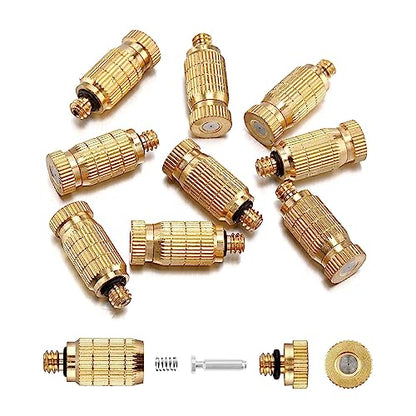20pcs High Pressure Atomizer Nozzle Brass Misting Nozzles for Outdoor Cooling System, Landscaping, Greenhouse Irrigation, Air Humidification, Anti-Drip Fogging Spray Head(0.004"/0.1mm)