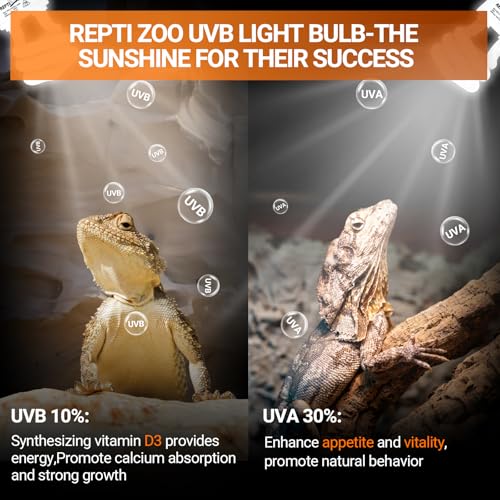 REPTI ZOO UVB Light for Desert Reptile 2 Pack, 10.0 15W UVA UVB Reptile Light Bulb, UVB Lamp for Bearded Dragons Tortoises Lizards Snakes - size: 10.0 15W