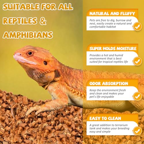 Legigo 10LBS Coconut Chip Substrate for Reptiles, 72QT Natural Coco Husk Chip Reptiles Bedding, Compressed Coconut Chip Substrate for Snake, Tortoise, Ball Python, Gecko, Lizard Terrarium Tanks - color: 1 Pack-10LBS