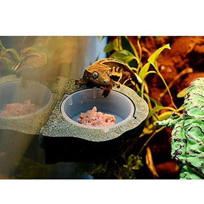 Magnet Gecko Feeder Ledge Single Bowl for Reptile Food and Water Feeding Dish for Lizard Spider Crested Gecko