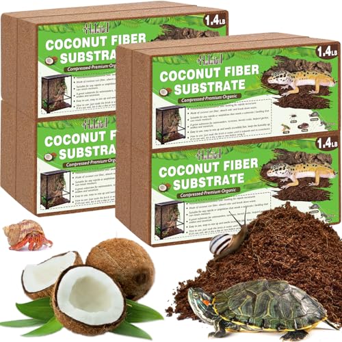 Halatool 8 Pack Compressed Coconut Fiber Substrate for Reptile, 100% Organic Premium Coconut Husk Substrate Terrarium Bedding for Tortoises Beard Dragon Leopard Gecko Snake Tarantula Worm Bins - color: 8 pack