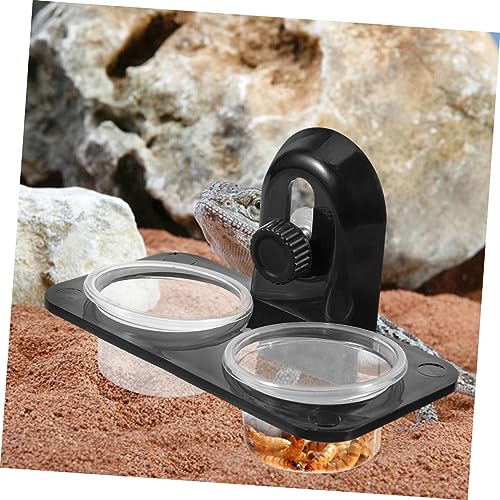 HEMOTON Reptile Feeder Water and Food Bowl Dual Compartment Container for Lizards Turtles Geckos Easy to Clean Suitable for Tanks Boxes