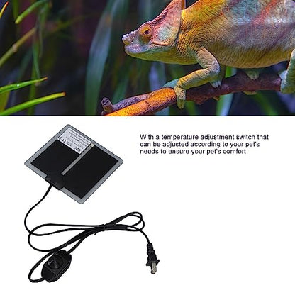 Reptile Heating Pad, Electric Terrarium Heat Mat with Temperature Adjustment Switch, Pet Heating Pad for Turtles, Lizards, Frogs and Other Reptiles (20W) - size: 20W