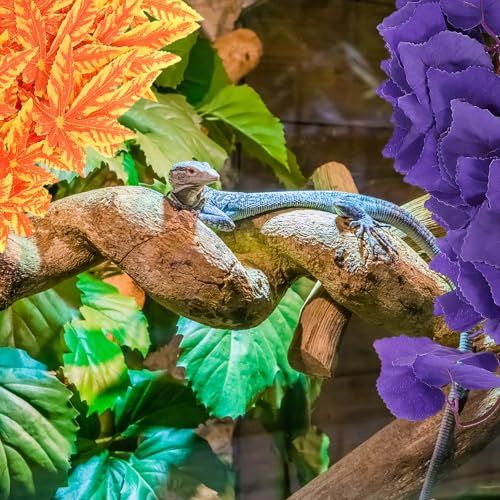 Happyyami 3pcs Artificial Reptile Plant Ornaments with Suction Cups, Simulation Fake Climbing Leaves for Terrarium Habitat Decor, Lifelike Green Foliage for Lizard and Amphibian Tanks