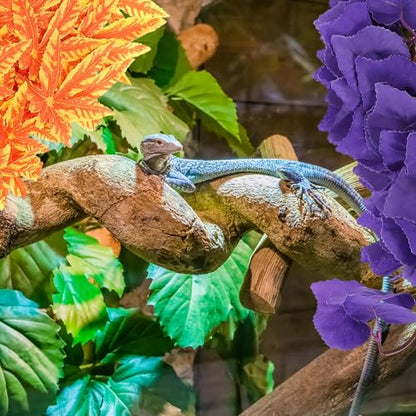 Happyyami 3pcs Artificial Reptile Plant Ornaments with Suction Cups, Simulation Fake Climbing Leaves for Terrarium Habitat Decor, Lifelike Green Foliage for Lizard and Amphibian Tanks