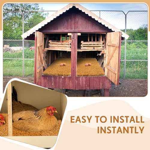 Teenyyou Chicken Nesting Box Pads, 13 x 13 x 1.18 Inch Washable Nesting Pad for Chicken Coop, Artificial Grass Rug Carpet Reusable Nest Box Bedding Fake Synthetic Turf Mat for Hen Laying Eggs (3 Pack)