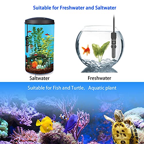 YOFOTHS Adjustable Mini Aquarium Heater 5-10 Gallons Submersible Small Fish Tank Heater 50W Digital Display Thermostat External Temperature Controller (50W) - size: 50W
