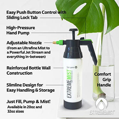 ExtremeMIST High-Performance Garden Sprayer - Ultimate Plant Mister & Spray Bottle for Plants - Horticultural Hand Pump Sprayer with Adjustable Brass Nozzle - Outdoor & Indoor Plant Humidifier - 32 Oz - style: 32 oz