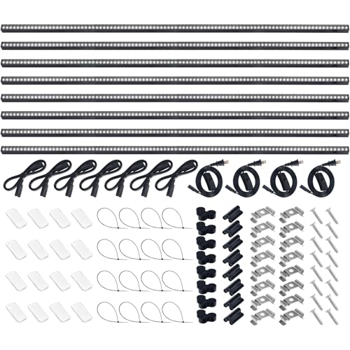 Barrina T5 Plant Lights for Indoor Growing, 4FT 160W (8 X 20W) Led Grow Light with Magnetic Design, Full Spectrum Grow Light Strip with Black Cover, Plug and Play, 5000K, 8 Packs - color: White, size: 4ft-black Cover