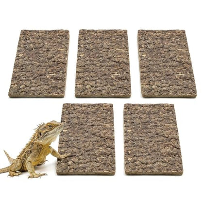 5 Pack Reptile Cork Bark Bulk Reptile 3.93x7.87inch Bark Bedding Natural Flat Cork Wood Pieces Terrarium Substrate Tank Supplies for Bearded Dragon Snake Spiders Hermit Crabs Geckos Tortoise Reptiles