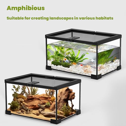 4 Gallon Glass Reptile Terrarium 12"x8"x8" – Stackable Full View Tank for Leopard Gecko, Frog, Snake, Hermit Crab, Tarantula, Jumping Spider Enclosure - size: 12*8*8in