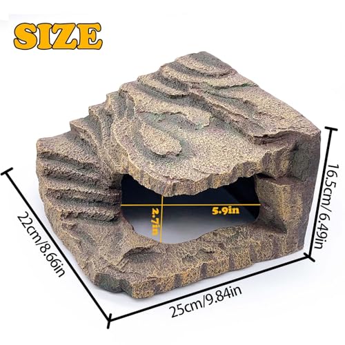 kathson Large Turtles Basking Platform,Resin Reptile Hideouts Cave Habitat Decor,Tortoise Hide Cave with Climbing Ramp Step,Bearded Dragons Hide Basking Rocks Accessories for Lizard,Gecko,Frog