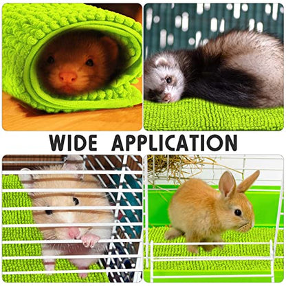 Amylove 4 Pcs Guinea Pig Cage Liner 16 x 24 Inch Washable Chenille Pee Pads Pet Dog Cat Bedding Training Mat Reusable for Small Animals Puppy Bunny Hamster Chinchilla - color: Green, size: 16 x 24 Inch, style: Low Pile Chenille