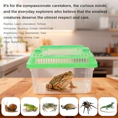 20 Pack Small Plastic Reptile Carrier, Tarantula Enclosure Breeding Box with Handle and Ventilation Lid, for Spider Lizard Turtle Hermit Crab Fish, 5.1 x 3.5 x 3.5 Inch, Multi-Color