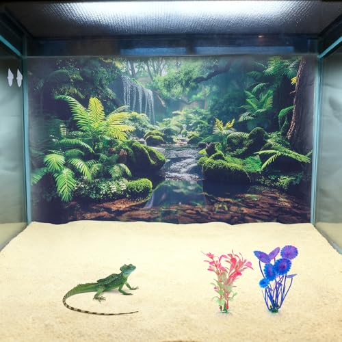 COMSUN 9 PCS Bearded Dragon Tank Accessories, Plastic Reptile Plants, Flexible Vine Jungle Climb with Leaves, Polyester Bearded Dragon Hammocks, Background Decoration for Gecko Chameleon Snake Lizard