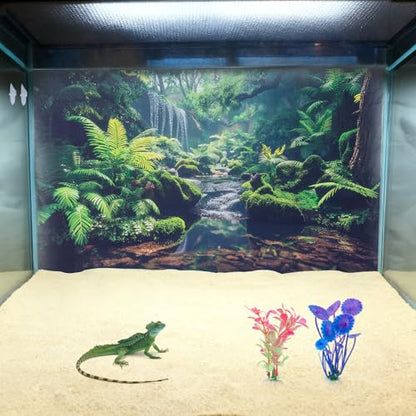COMSUN 9 PCS Bearded Dragon Tank Accessories, Plastic Reptile Plants, Flexible Vine Jungle Climb with Leaves, Polyester Bearded Dragon Hammocks, Background Decoration for Gecko Chameleon Snake Lizard