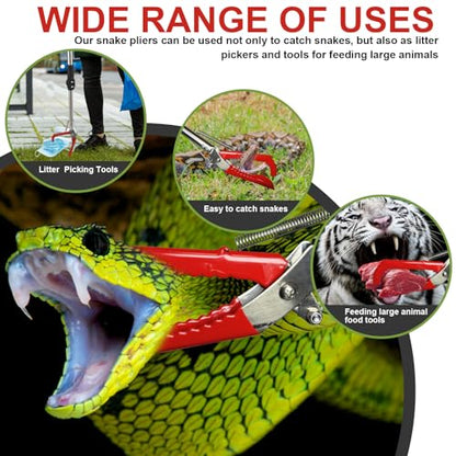 Snake Pole Grabber Catcher, 65 Inch Snake Clamping Tool for Safe Snake Handling and Rattlesnake CaptureMade of stainless steel tubing sponge handles and plastic. (red) - color: Red